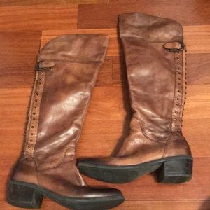 Brown leather , riding boots